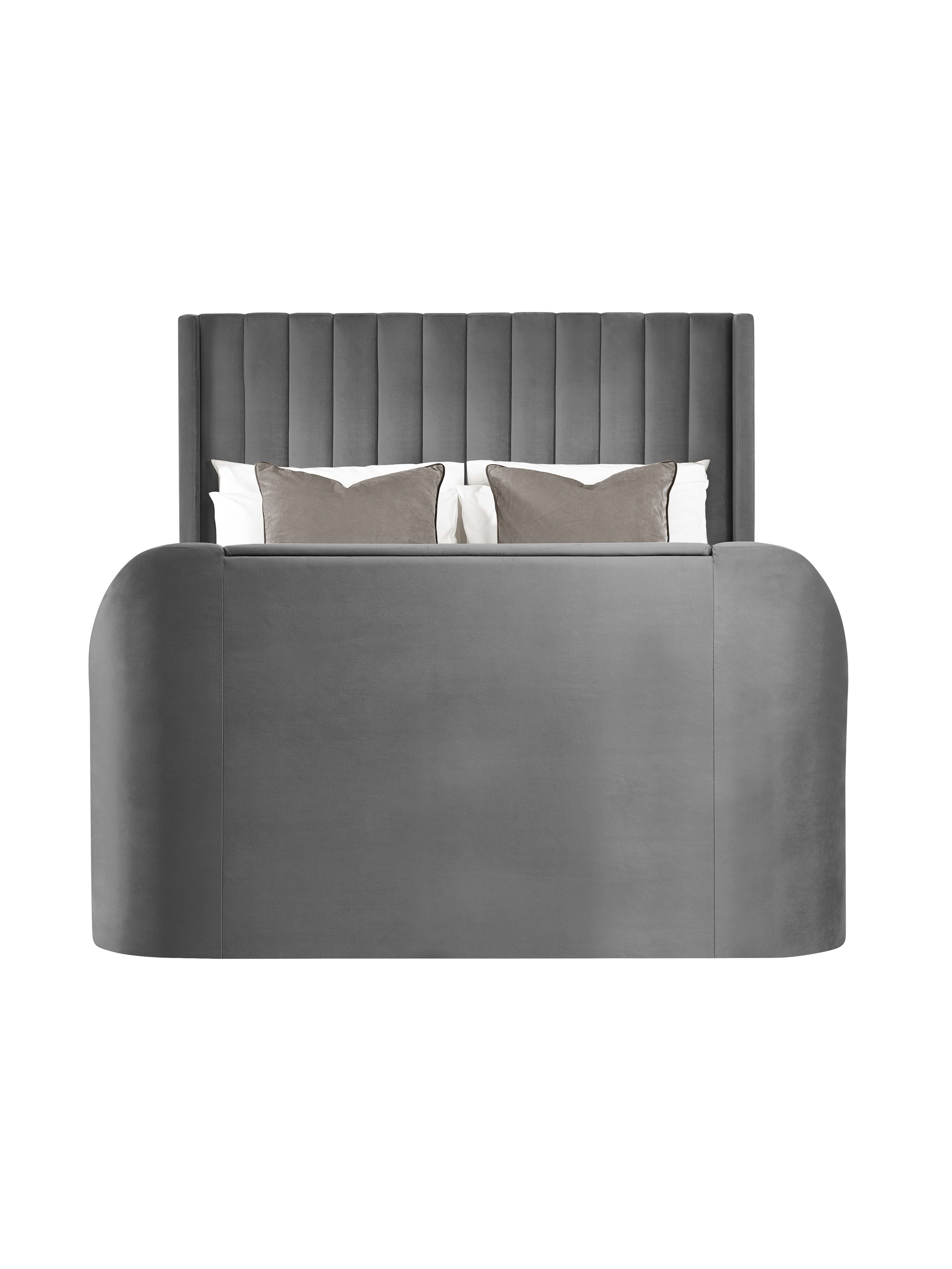 Alston Dark Grey Velvet Ottoman TV Bed King